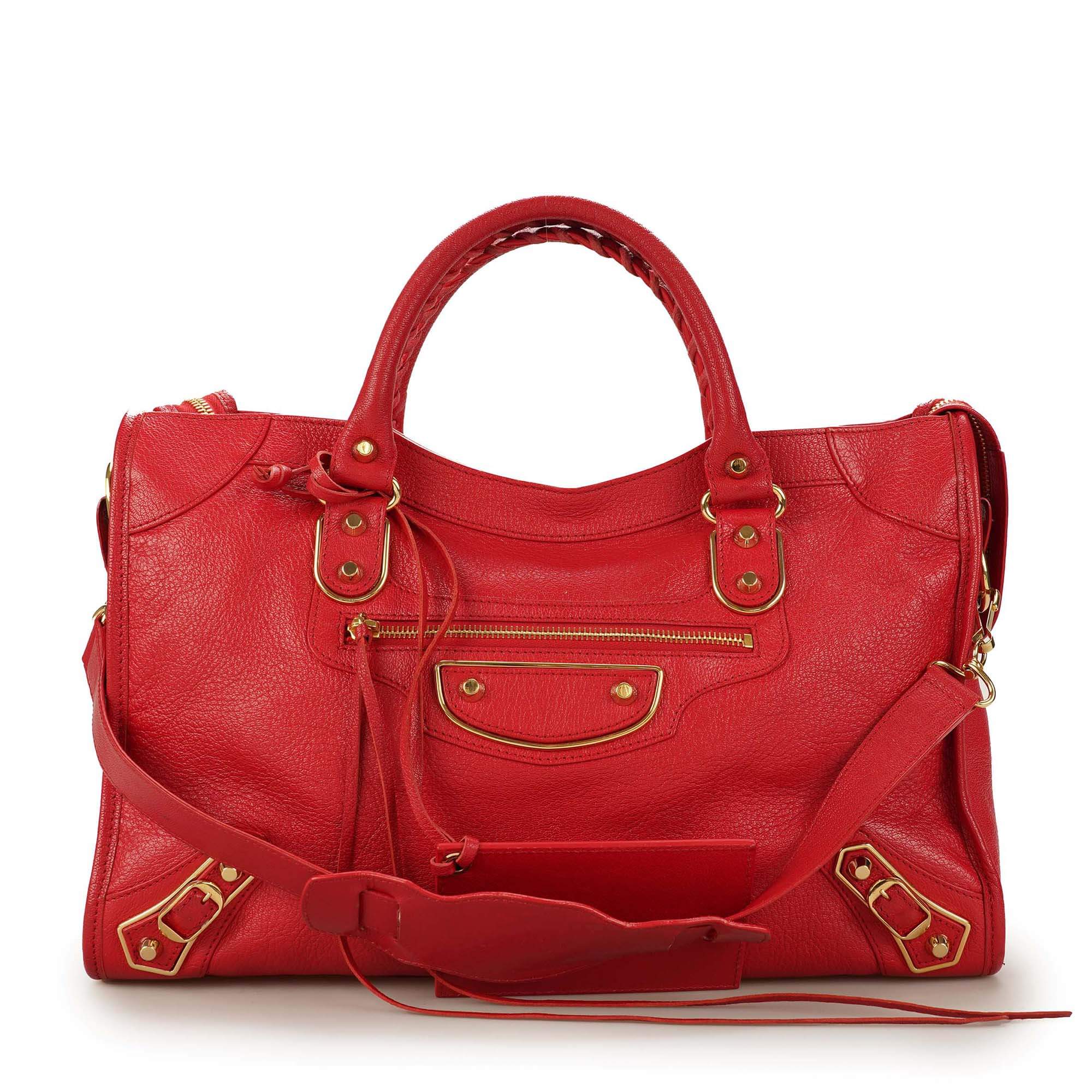 Balenciaga - Red Calfskin Leather Medium City Bag 